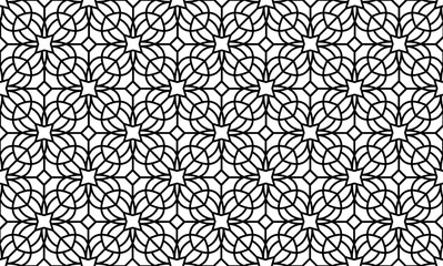 Fototapeta premium Abstract floral, lace, trim seamless pattern. Repeating pattern with floral elements and ornaments. Line art design, mandala pattern.
