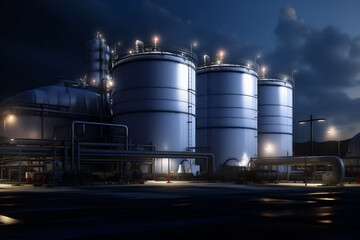 Obraz premium fuel industrial industry oil gas pipe factory refinery energy tank. Generative AI.