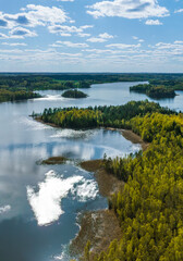 Spring landscape by lake  Ežezers Latvia, in the countryside of Latgale.
