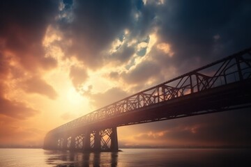 sunset over the bridge