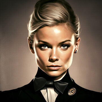 James Bond and young woman portrait