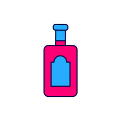 Filled outline Whiskey bottle icon isolated on white background. Vector