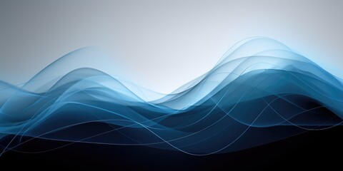 Naklejka na ściany i meble Abstract blue wavy flowing lines background. Generative AI AIG21.