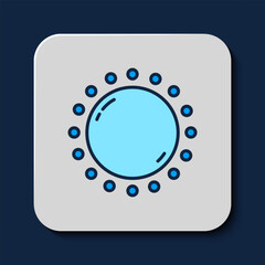 Filled outline Sun icon isolated on blue background. Vector