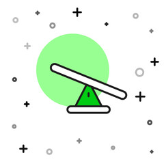 Filled outline Seesaw icon isolated on white background. Teeter equal board. Playground symbol. Vector