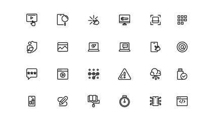 Information technology linear icons collection.Thin outline icons pack.