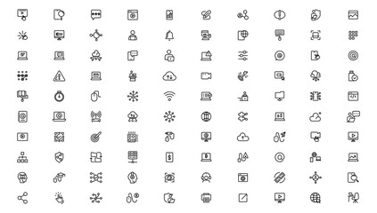 Information technology linear icons collection.Thin outline icons pack.