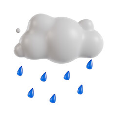 raining 3d rendering icon illustration, png file, transparent background, spring season