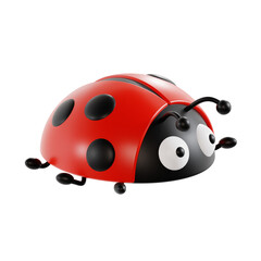 Plakat ladybug 3d rendering icon illustration, png file, transparent background, spring season
