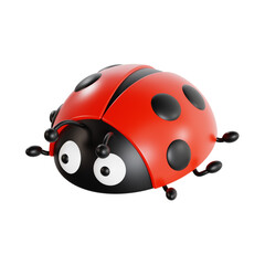 ladybug 3d rendering icon illustration, png file, transparent background, spring season