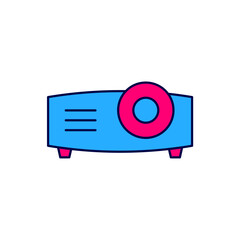 Filled outline Presentation, movie, film, media projector icon isolated on white background. Vector