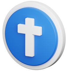 Obraz premium blue white cross 3d icon