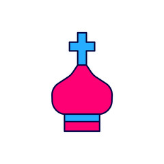 Filled outline Christian church tower icon isolated on white background. Religion of church. Vector