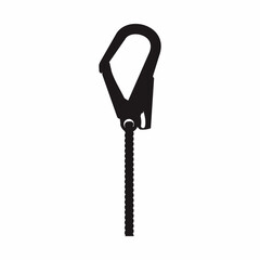 Isolated black of safety harness hook for working at height protective equipment.