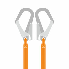Colorful isolated of safety harness hook for working at height protective equipment. Vector illustration.