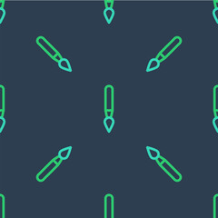 Line Paint brush icon isolated seamless pattern on blue background. Vector