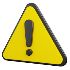 yellow warning triangle sign 3d icon
