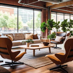 modern co-working spaces, Inspiring Lounge Area for relaxation and informal meetings