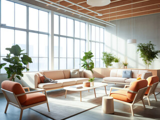 Fototapeta premium modern co-working spaces, Inspiring Lounge Area for relaxation and informal meetings