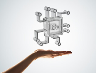 Computer technologies concept with glass GHz symbol
