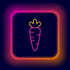 Glowing neon line Carrot icon isolated on black background. Colorful outline concept. Vector