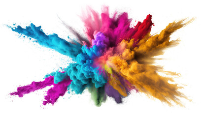 Fototapeta na wymiar explosion powder with different colors splash isolated on white background.