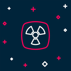 Line Radioactive icon isolated on blue background. Radioactive toxic symbol. Radiation hazard sign. Colorful outline concept. Vector