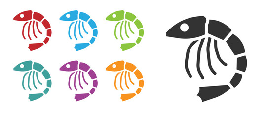 Black Shrimp icon isolated on white background. Set icons colorful. Vector