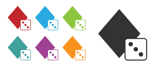Black Game dice icon isolated on white background. Casino gambling. Set icons colorful. Vector