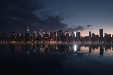 Fototapeta na wymiar city skyline at night Generative Ai