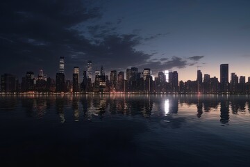 Fototapeta premium city skyline at night Generative Ai