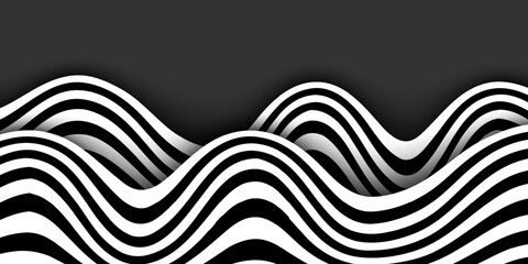 Modern abstract background with wave lines. Black and white curved stripes layer background. Vector EPS 10