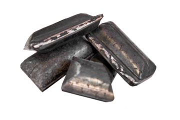 Samples of products of the metallurgical industry, isolated on white background. Blanks made by a metallurgical enterprise for further processing