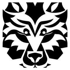 Animal head vector design black and white

