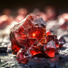 red sapphire close up raw material mineral gemstone