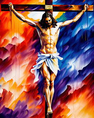 Impressionist Style Jesus on the Cross - 602237964