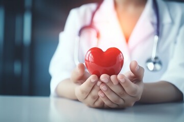 cardiology health hand person concept heart care medicine hospital doctor. Generative AI. - obrazy, fototapety, plakaty
