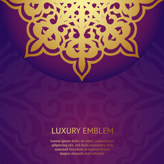 Gold and violet Indian background. Luxury pattern template. Vector abstract design elements. Great for invitation and greeting cards, packaging, flyer, wallpaper or any desired idea. Asian ornament