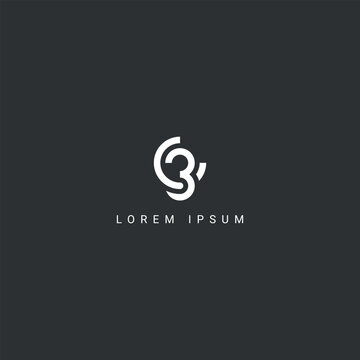 Abstract minimal letter and number C3 3C icon logo vector symbol.