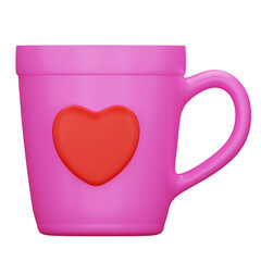 pink cup with heart 3d icon