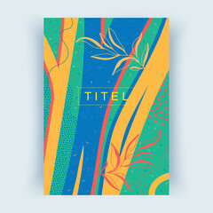 Bright cover layout, vertical orientation. Abstract shapes.