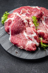 pork raw meat meal food snack on the table copy space food background rustic top view 