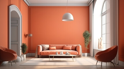 Poster frame mockup in modern home interior background, 3d render. Generative Ai
