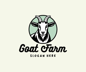 Goat farm logo design template, retro style 