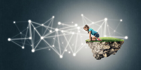 Idea of children Internet communication or online playing and parent control