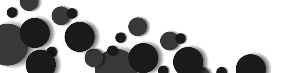 Modern abstract white background with black round shapes and shadow. Vector EPS 10