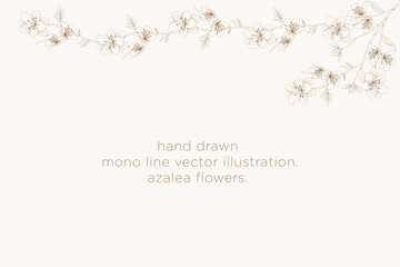Landscape floral line pattern card template.
flat background.
handmade natural flowers.
Vector design illustration