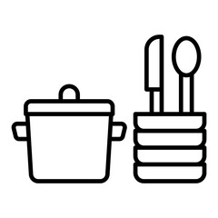 Kitchen utensils Line Icon