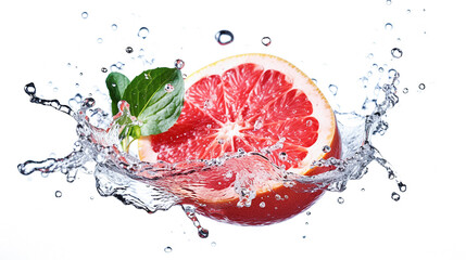AI generative. Slice of grapefruit in water splash