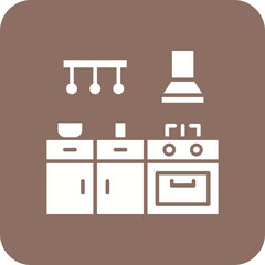 Kitchen Multicolor Round Corner Glyph Inverted Icon